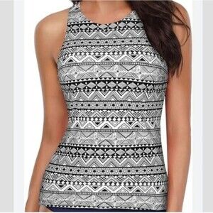 Holipick High Neck Southwestern Print Tankini Swim Top Size Small